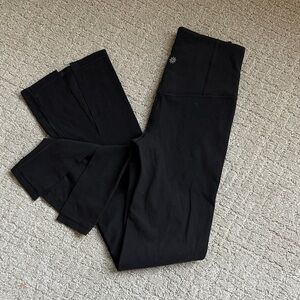 Athleta Elation Black Flare Split Leggings